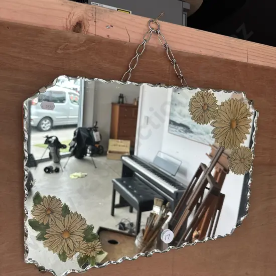 vintage mirror with stickers