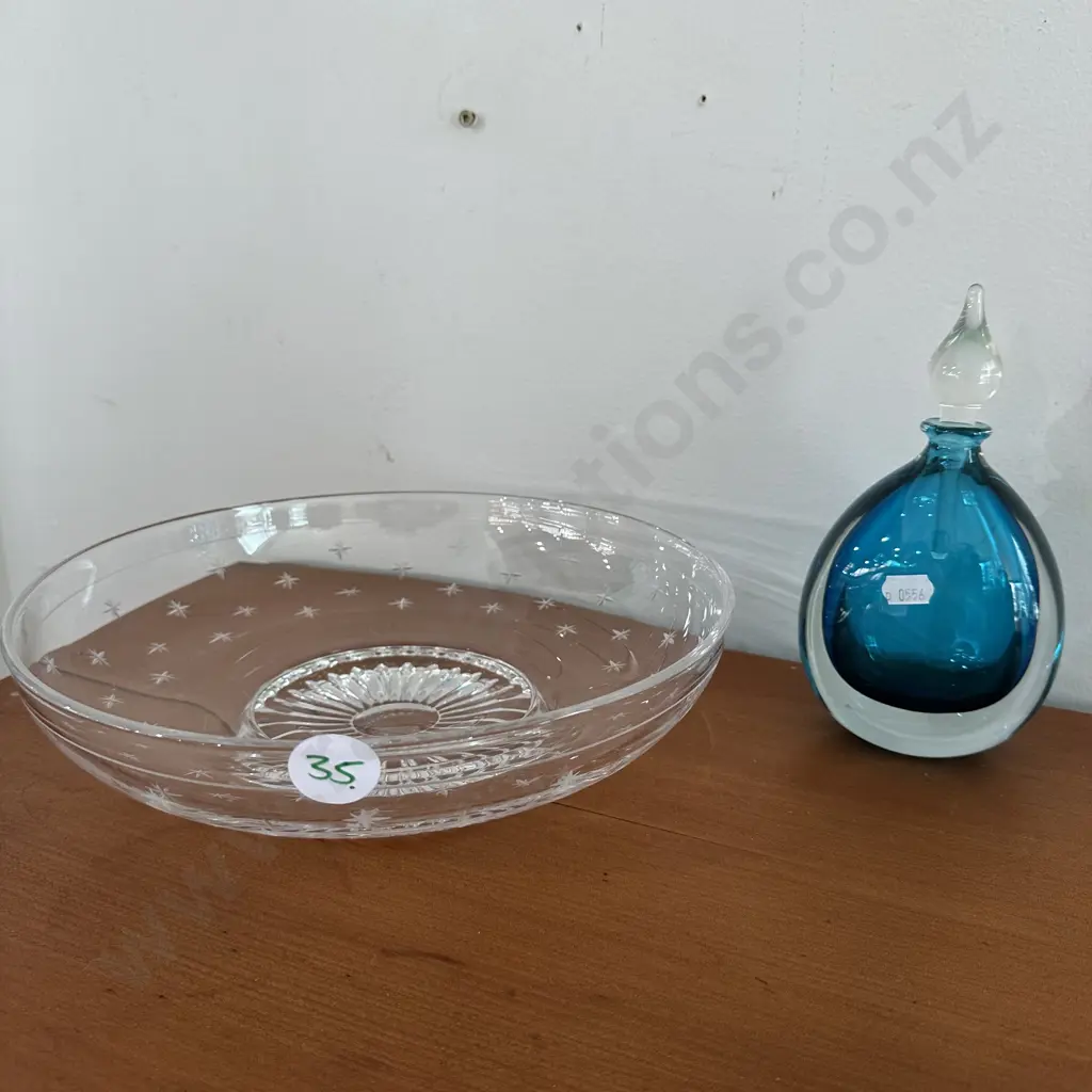 Stuart crystal bowl and art glass perfume bottle Image 1++