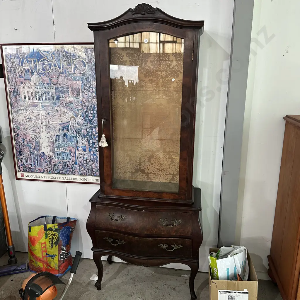 Burr Walnut display case French styled Image 1++