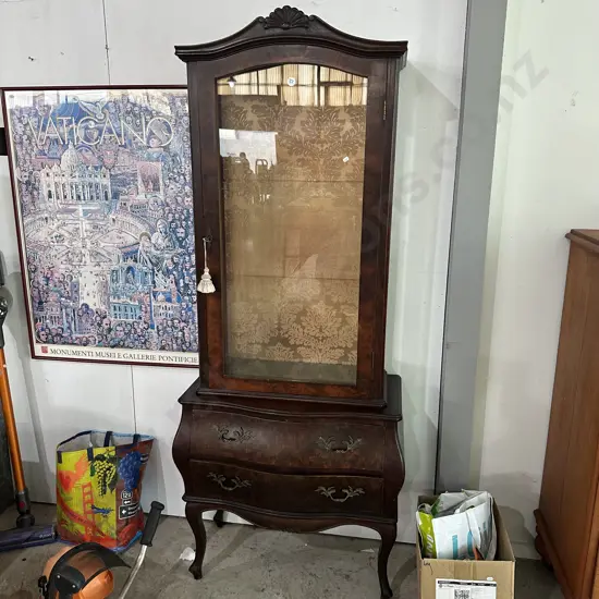 Burr Walnut display case French styled