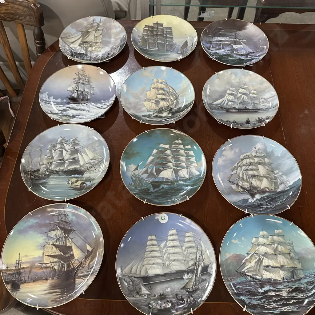 set 12 wall plates "the great clipper ships" by Franklin Mint Image 1++