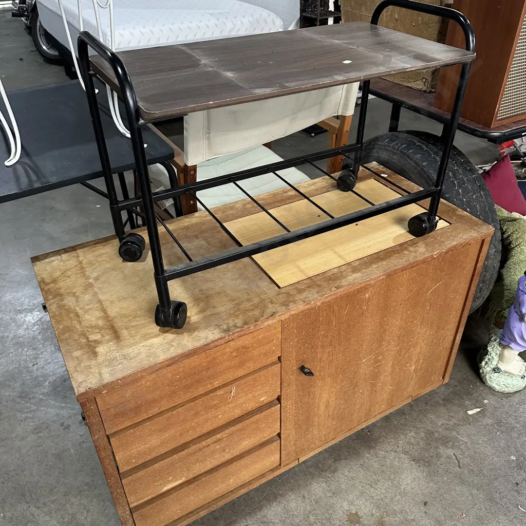 dresser, rolling shelf and sewer cabinet - average. plus corner wotnot Image 1++