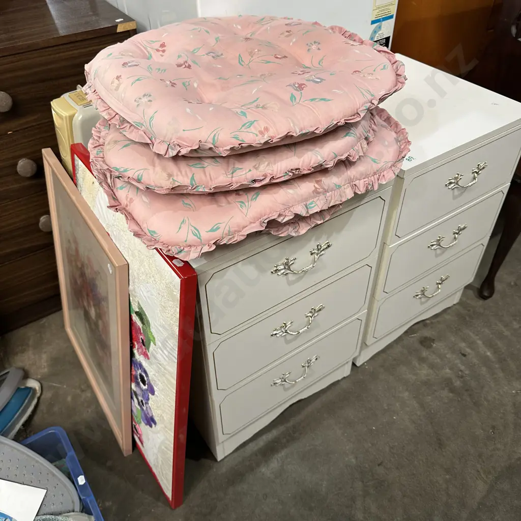 Pr bedsides, cushions, heater and pictures Image 1++