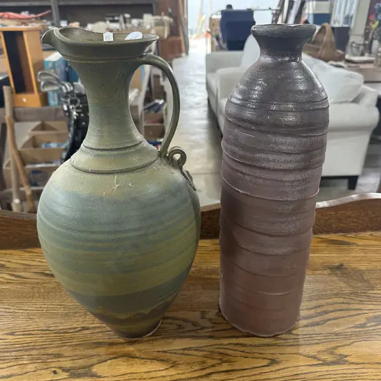 2 x 40cm pottery vases