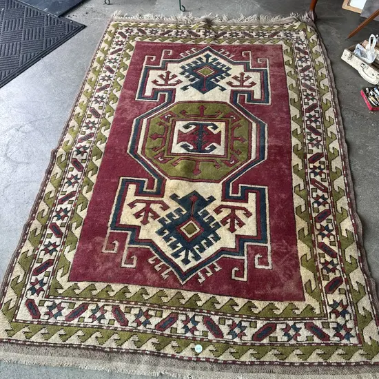 lovely Persian rug with unusual Green colour, good age 2000 x 1300