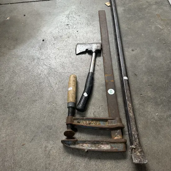 Trojan F clamp, wrecking bar and tomahawk
