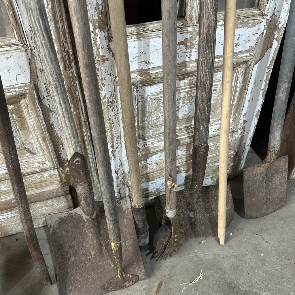 Selection of garden tools, rammer and wrecking bar etc. Image 1++