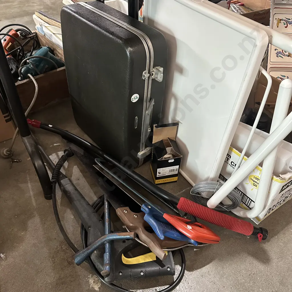 Briefcase, folding table, tools including water blaster wand. Image 1++