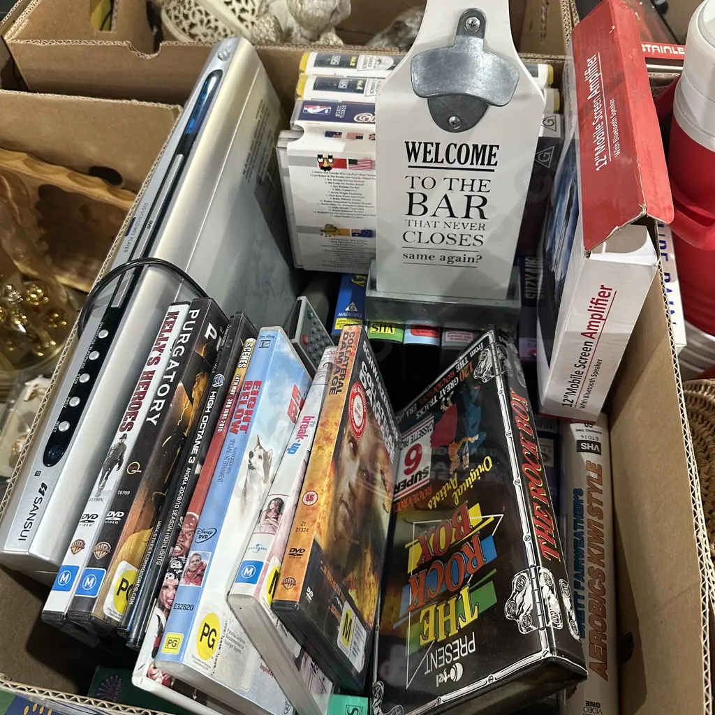 DVD Player and DVDs, childrens videos, BAR sign. Image 1++