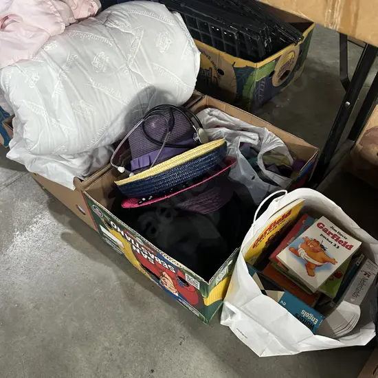 Garfield comics, stethoscope, hats, clean bedding.