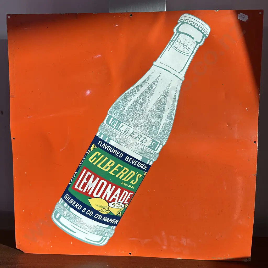 Original tin advertising sign for Gilberds Lemonade Napier Image 1++