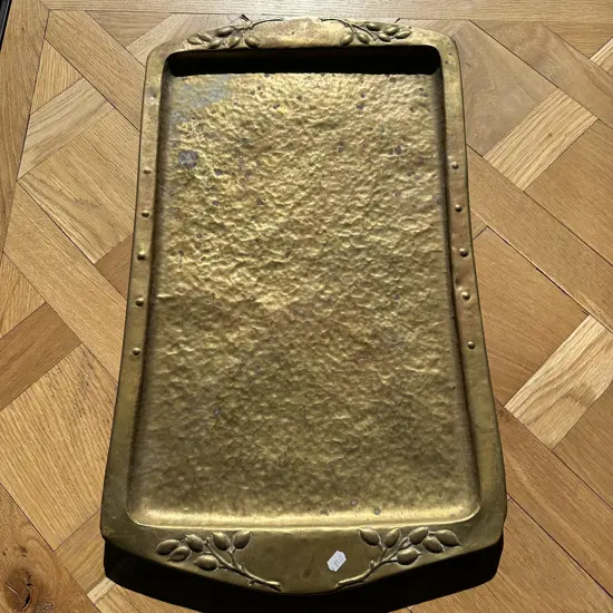 Arts & Craft hand beaten Brass srving tray 65cm x 37cm