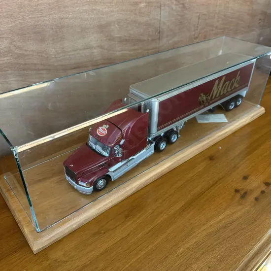 Glass cased metal model Mack Truck
