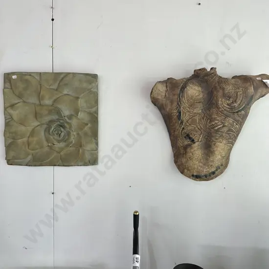 Decorative pottery bust and plaque