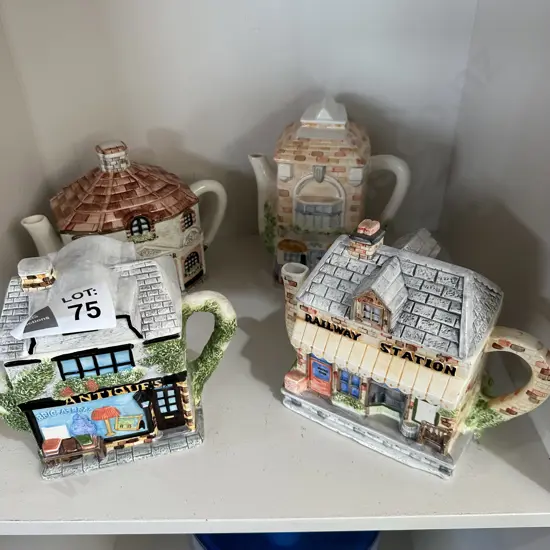 4 cottage teapots