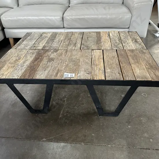 Wine barrel topped coffee table