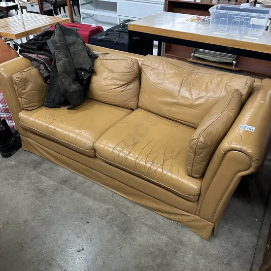 Tan leather sofa