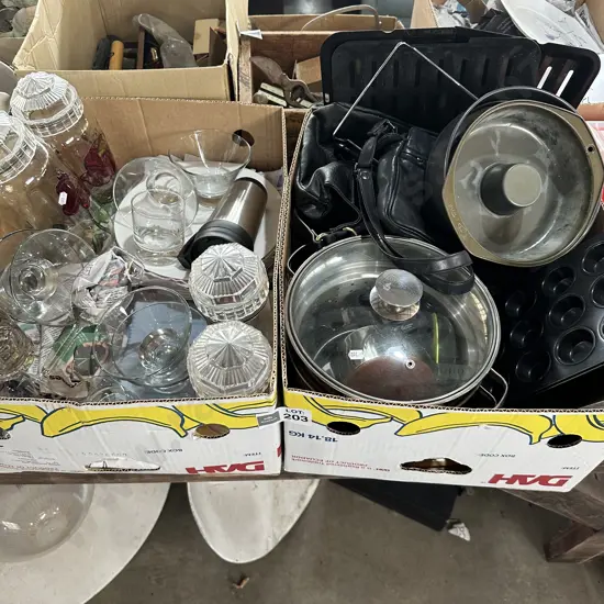 2 boxes cookware etc