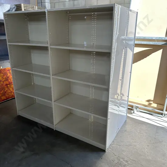 Double sided metal shelves