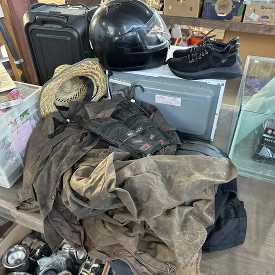 Oil skin, motobike gear etc