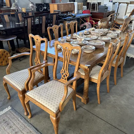 Inlay dining table and 6 chairs