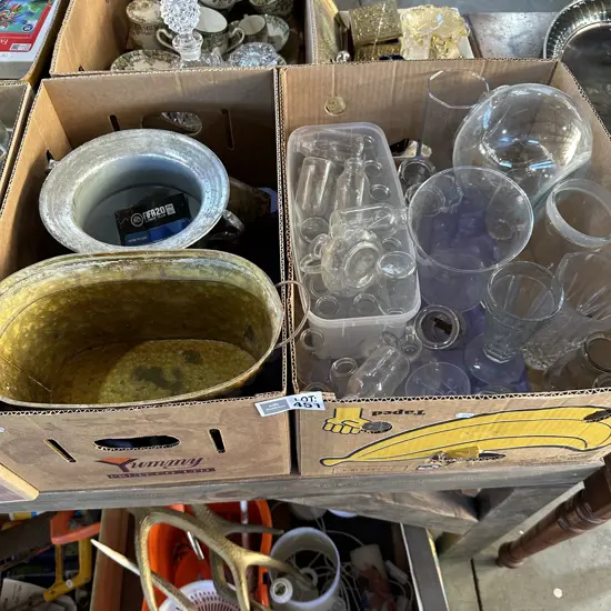 2 boxes vases and bottles