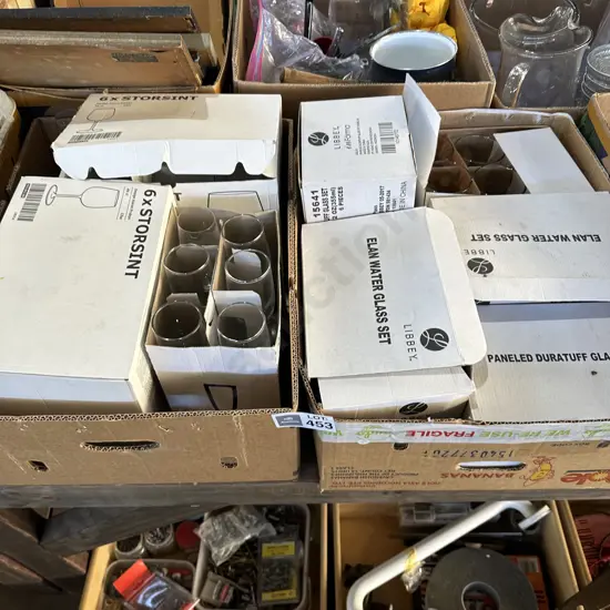 2 boxes boxed glassware