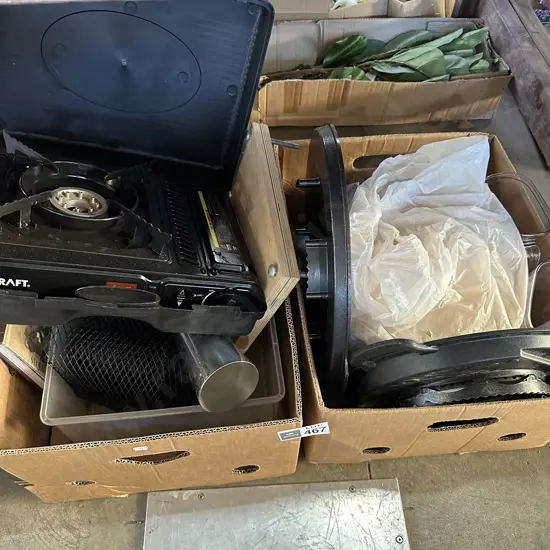 2 boxes steamer and gas cooker etc