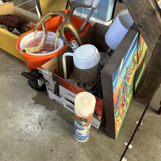 lamps, mop, painting, candle etc