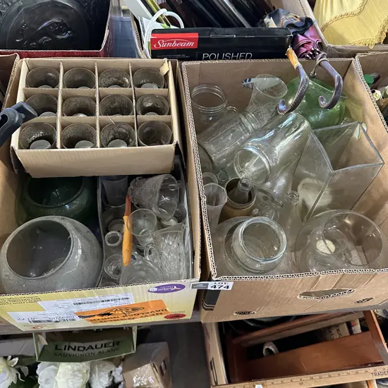 2 boxes glassware vases etc, florest
