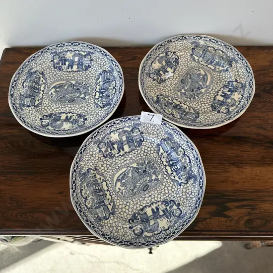Early Adams Willow Pattern plates x 3