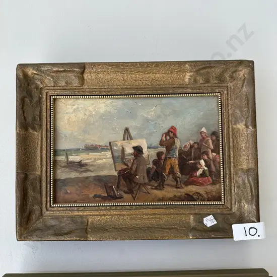 Oil of Victorian school coastal study