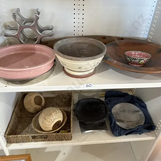 2 shelf lots pottery etc