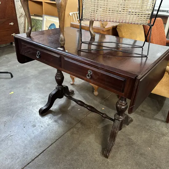 Dropside table with drawers