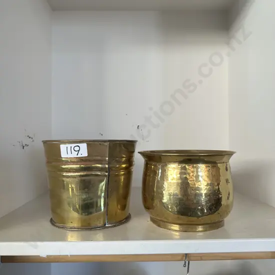 2 x small brass planters