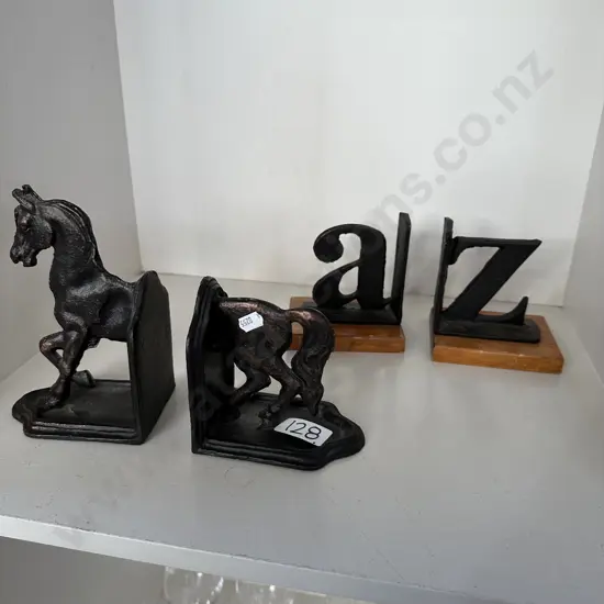 Heavy cast horse book ends plus A to Z ends