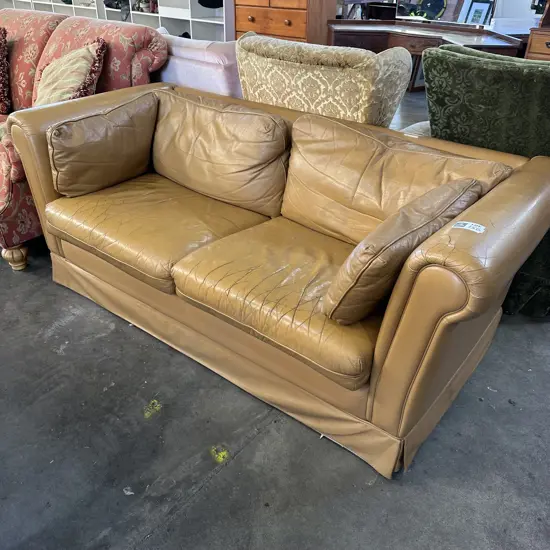 Tan leather sofa