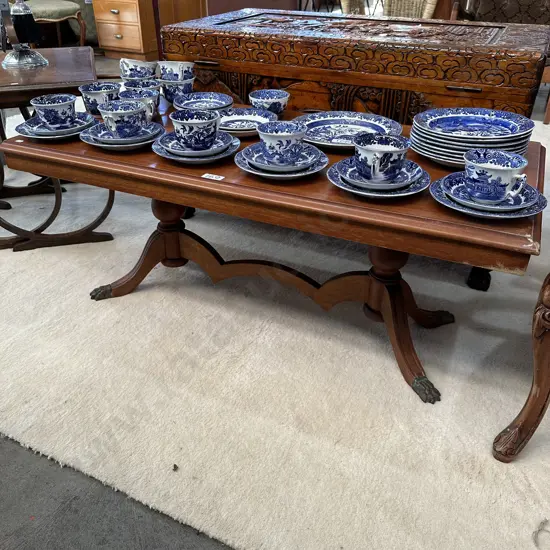 Mahogany twin pedestal coffee table