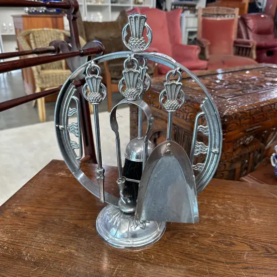 Art Deco fire tool set