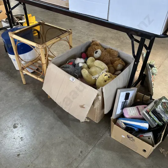 Water purifier, side table, toys and box lot