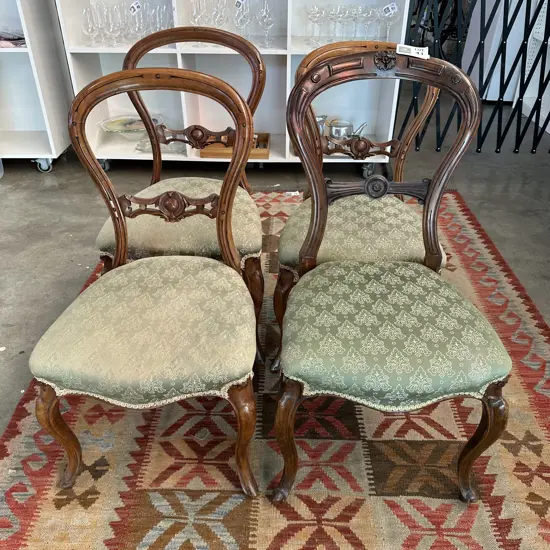 Set 4 Balloon back antique chairs