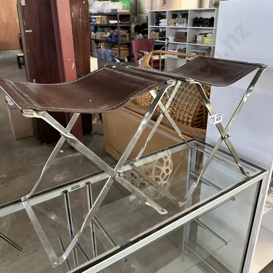 Folding leather/metal stools