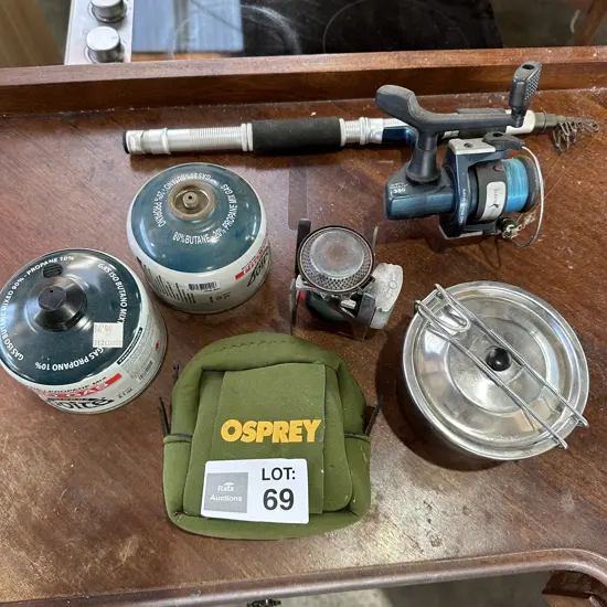 Rod and reel, camping cooker gear