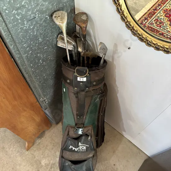 golf clubs and bag