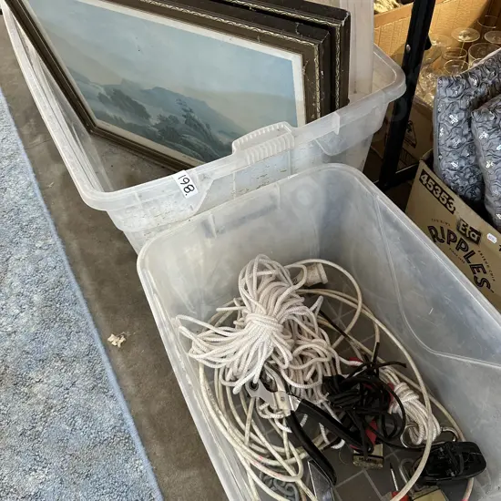 2 bins pictures cord lead etc
