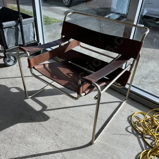 Brass & Leather mid-century design chair