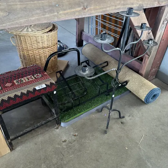 Candleabra, stool and Matts