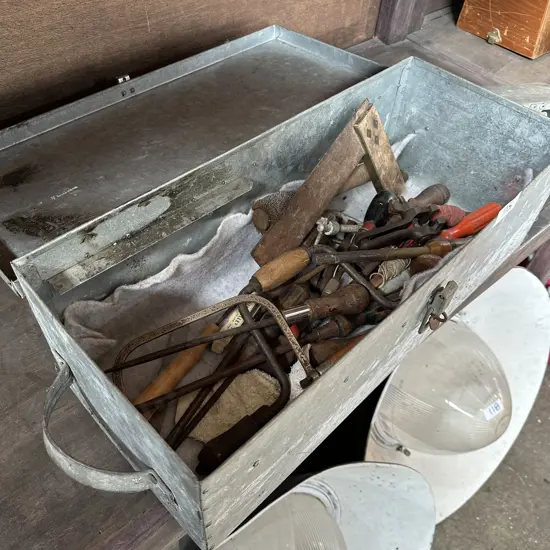 Tool box and vintage tools