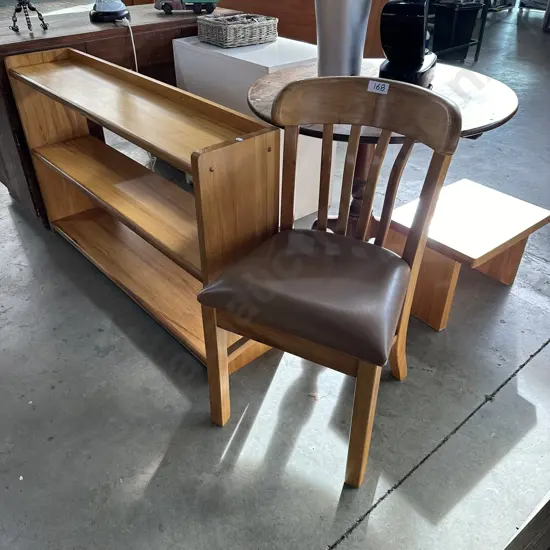 Rimu bookshelf, chair, stool