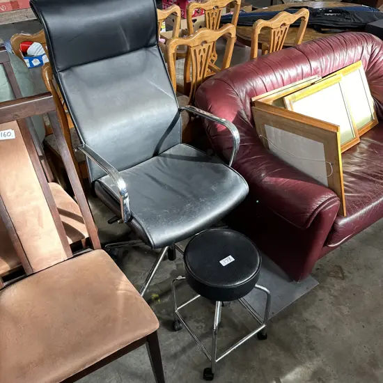 Office chair (as is) and stool